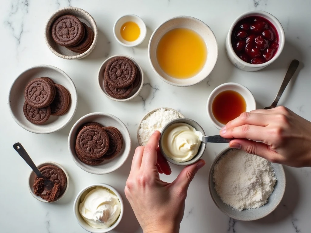 Ingredients for mini Black Forest cheesecakes