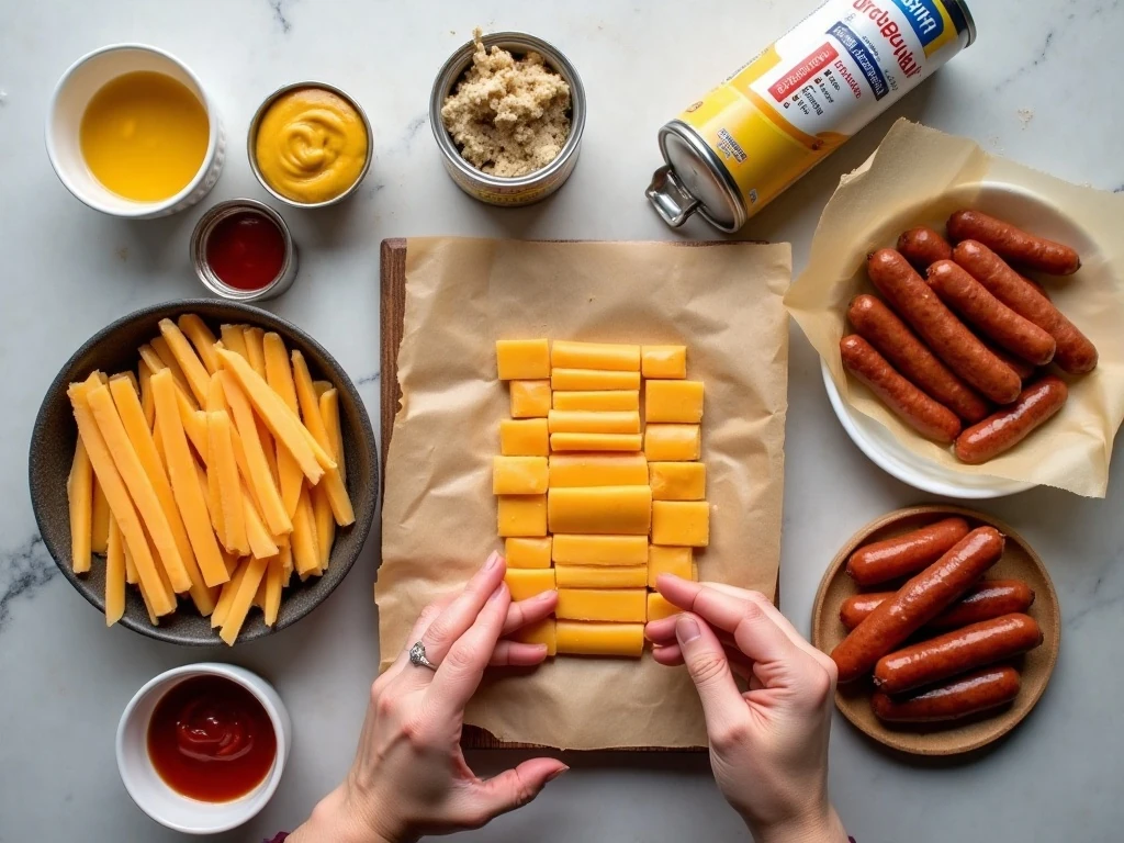 Ingredients for easy mini cheese dogs