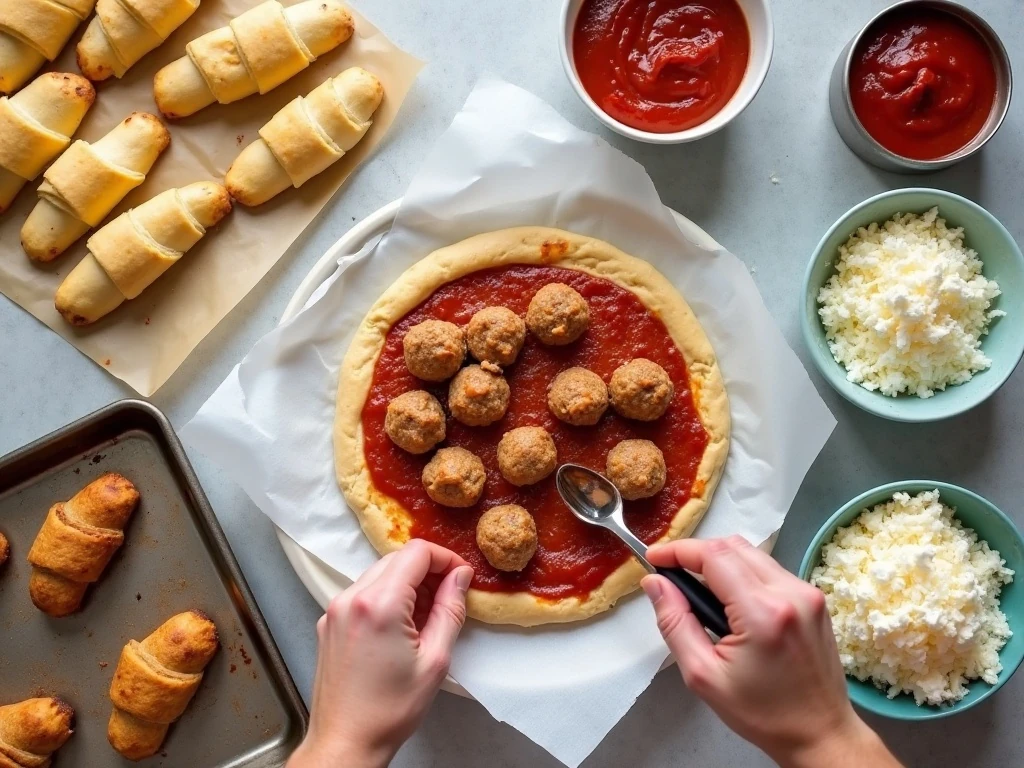 Ingredients for mini meatball crescent bites