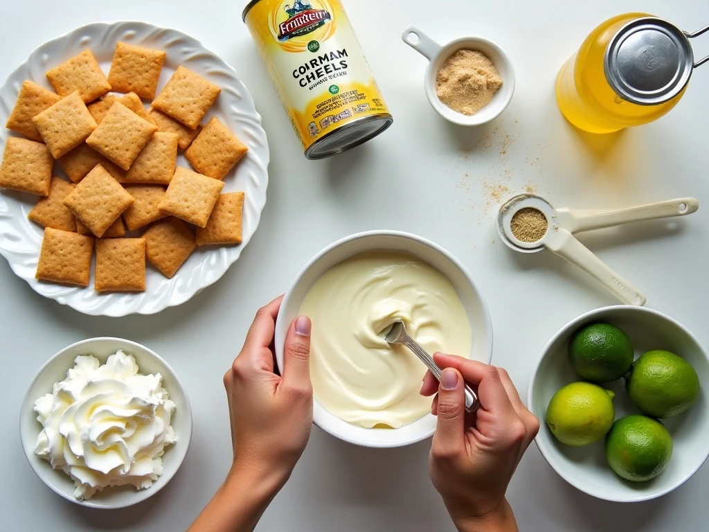 Ingredients for easy mini no-bake Key lime pies
