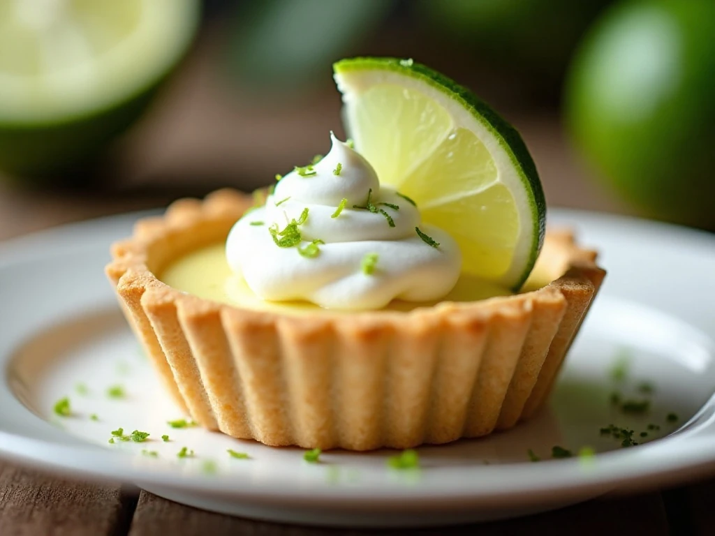 Chilled mini Key lime pie with whipped cream and lime zest