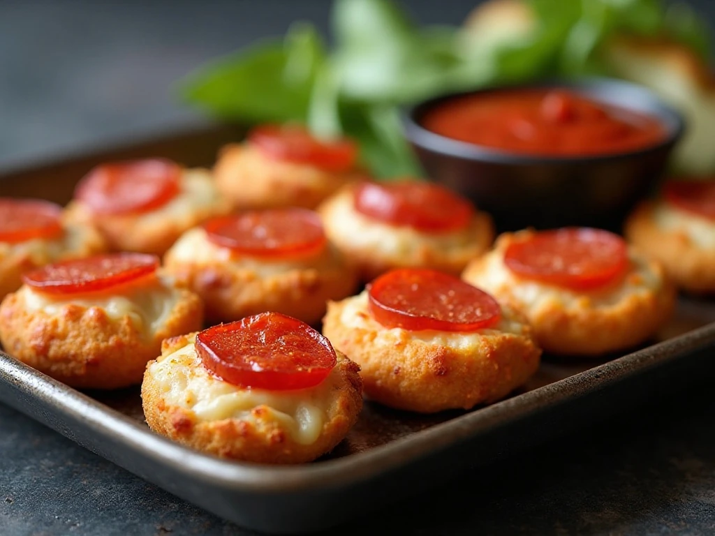 Mini pizza dip bites served with marinara sauce