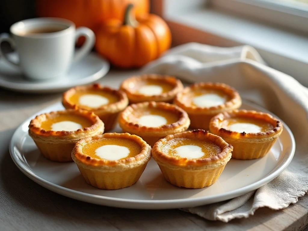 Mini pumpkin pies arranged for a cozy breakfast or brunch