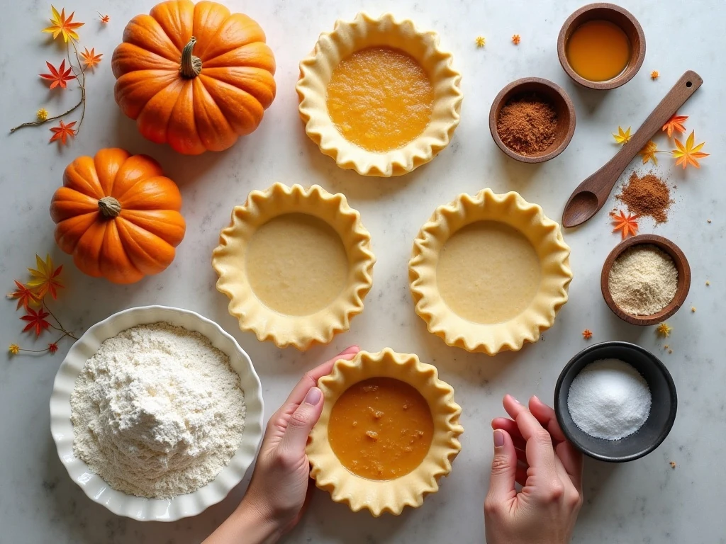 Ingredients for mini pumpkin pies in a muffin tin