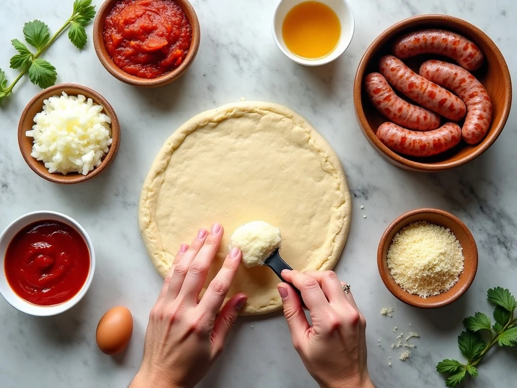 Ingredients for easy mini sausage calzones