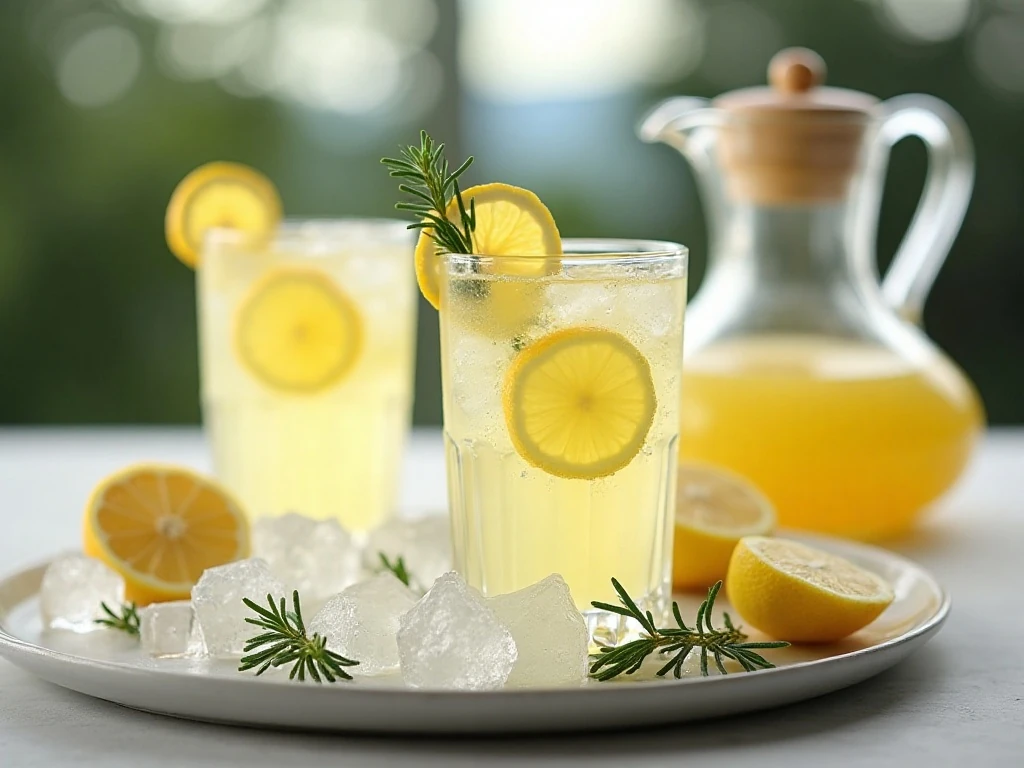 Chilled homemade lemonade ready to serve over ice