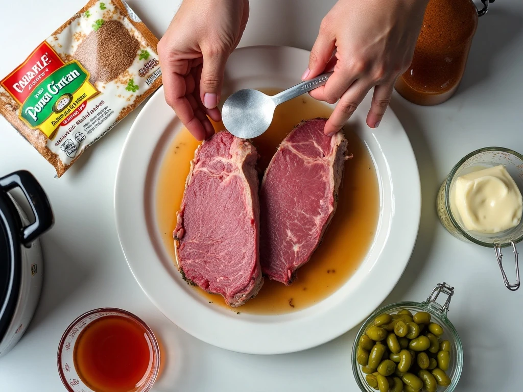 Ingredients for slow-cooker Mississippi pot roast