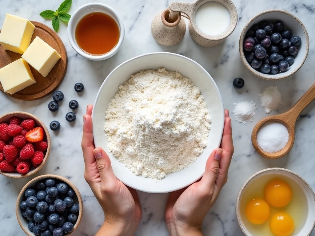 Ingredients for easy mixed berry scones