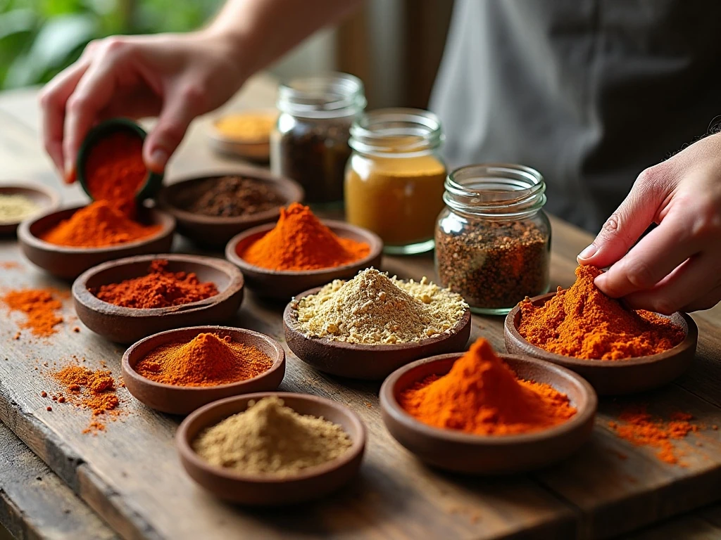 Ingredients for homemade taco, Italian, ranch, fajita, and pumpkin pie spice mixes