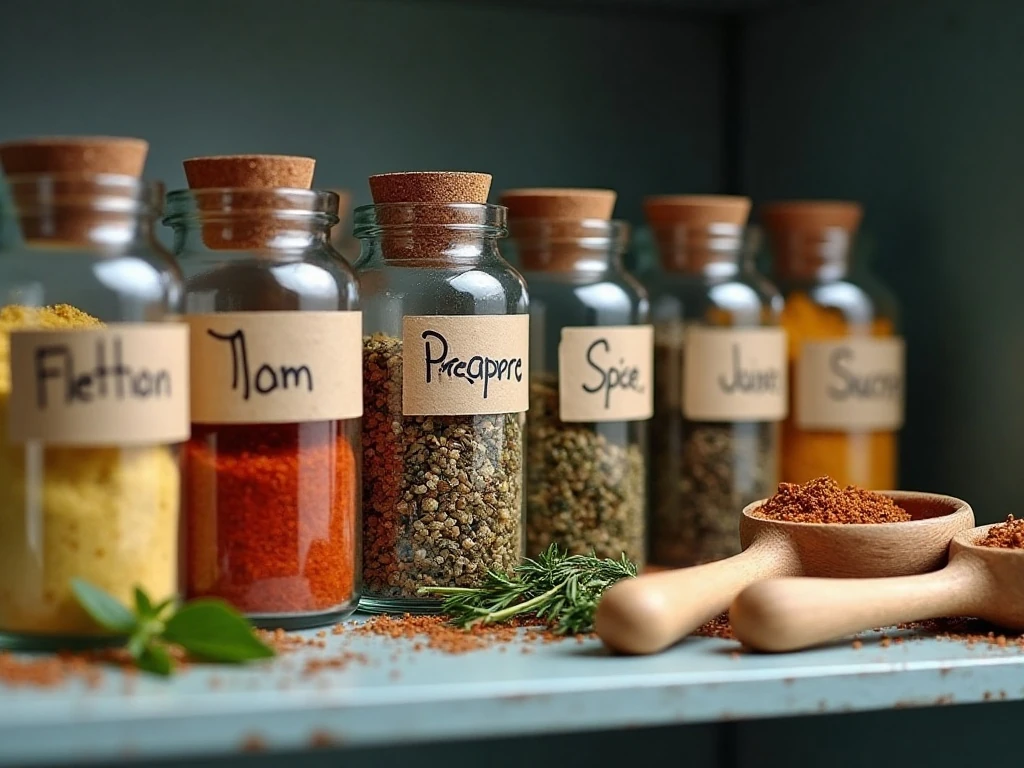 Airtight labeled jars storing homemade seasoning mixes