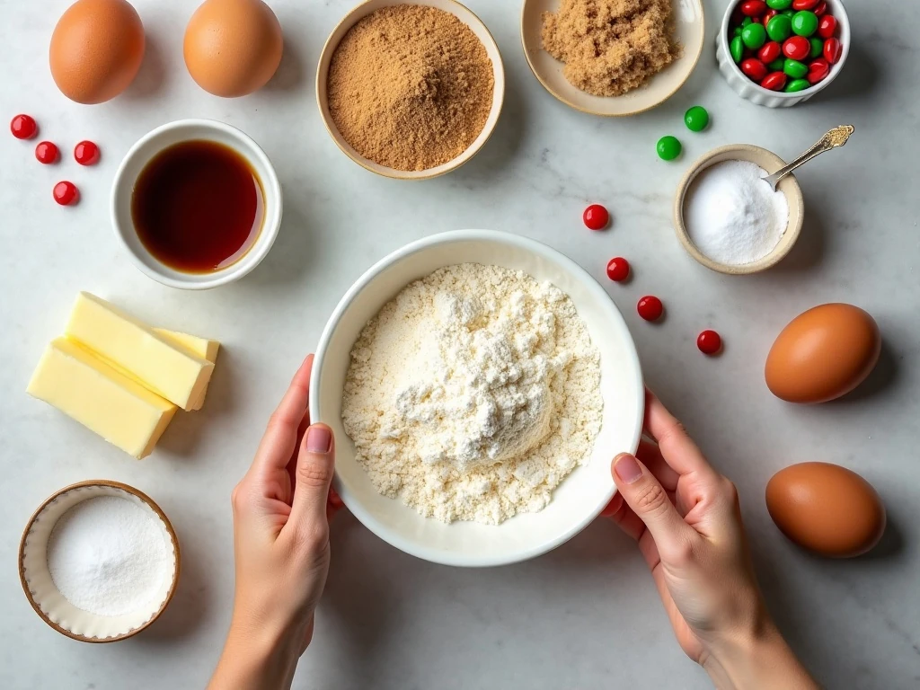 Ingredients for homemade MM Christmas Cookies