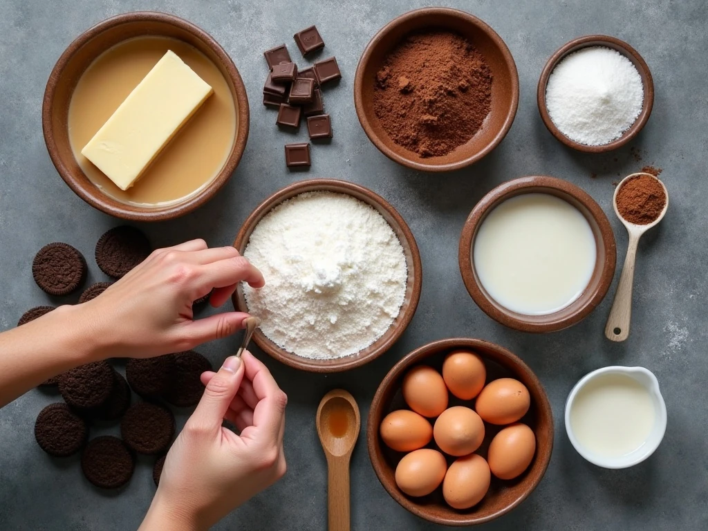 Ingredients arranged for an easy mocha cream pie recipe