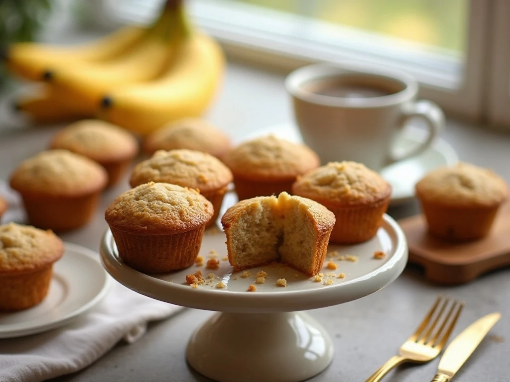Moist banana muffins arranged for a cozy breakfast