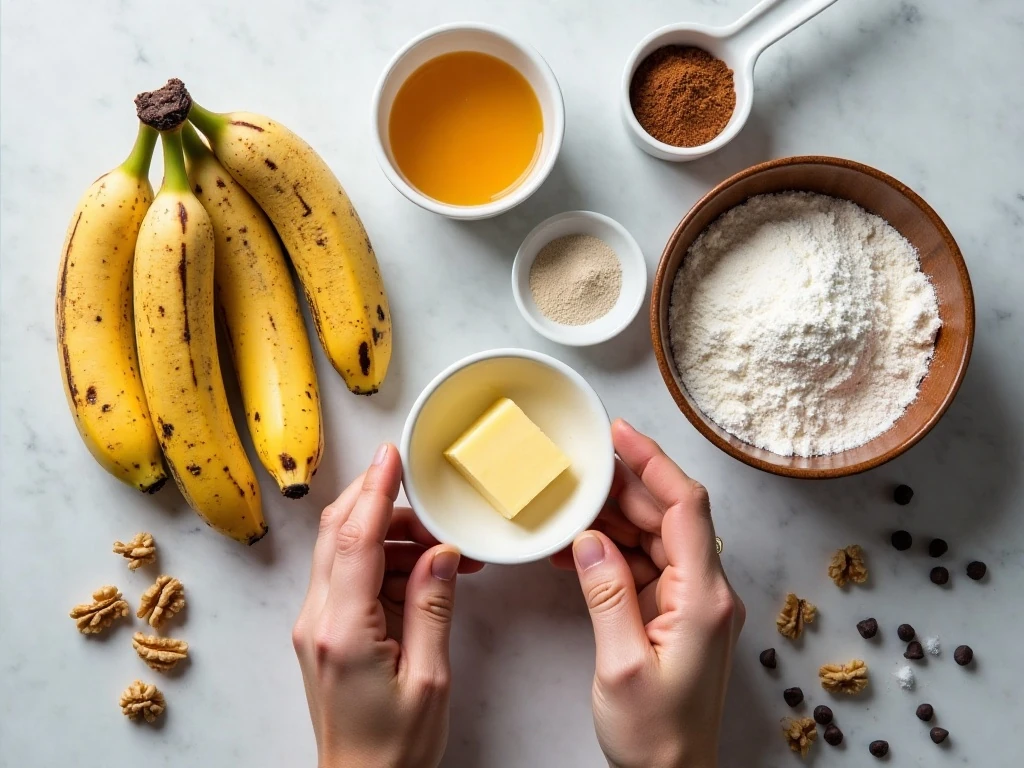 Ingredients for moist banana muffins