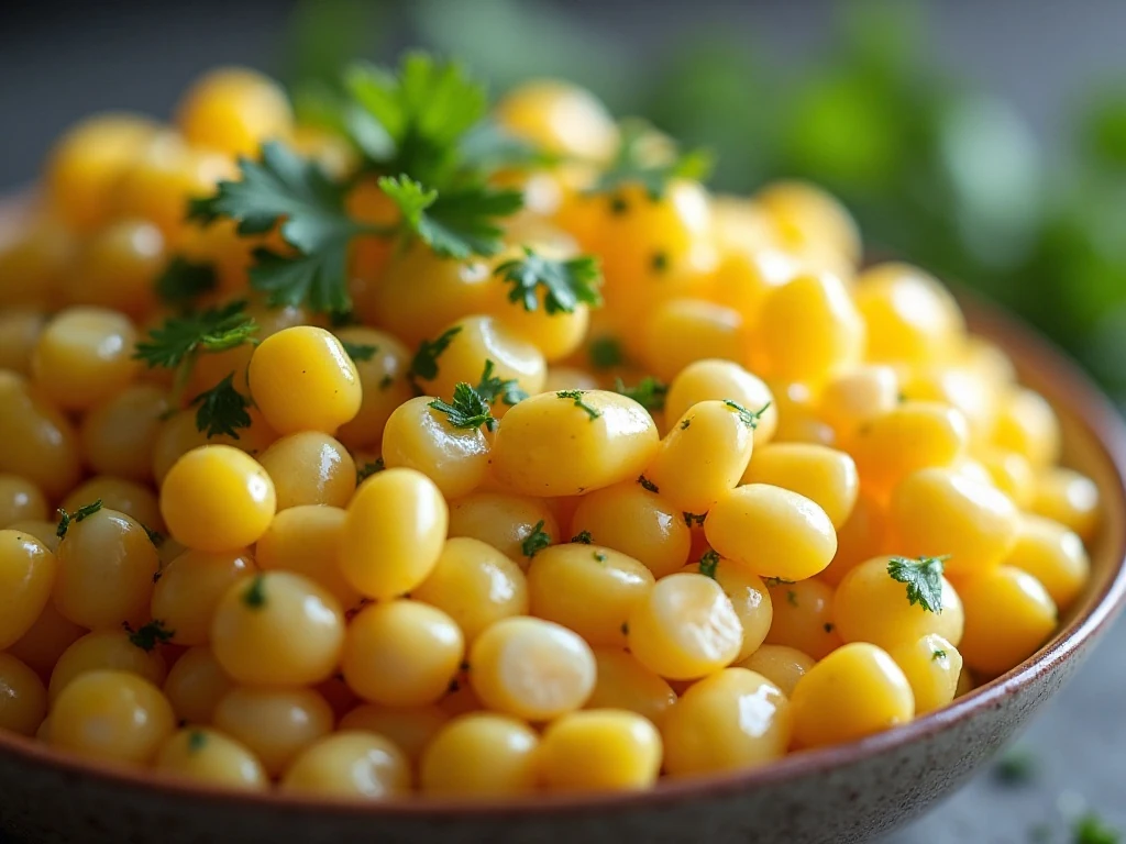 Creamy skillet corn finished with fresh herbs