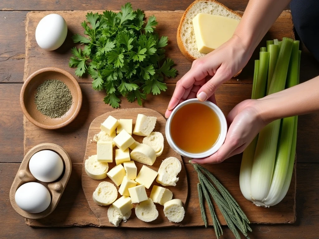 Ingredients for Mom’s classic Thanksgiving stuffing recipe