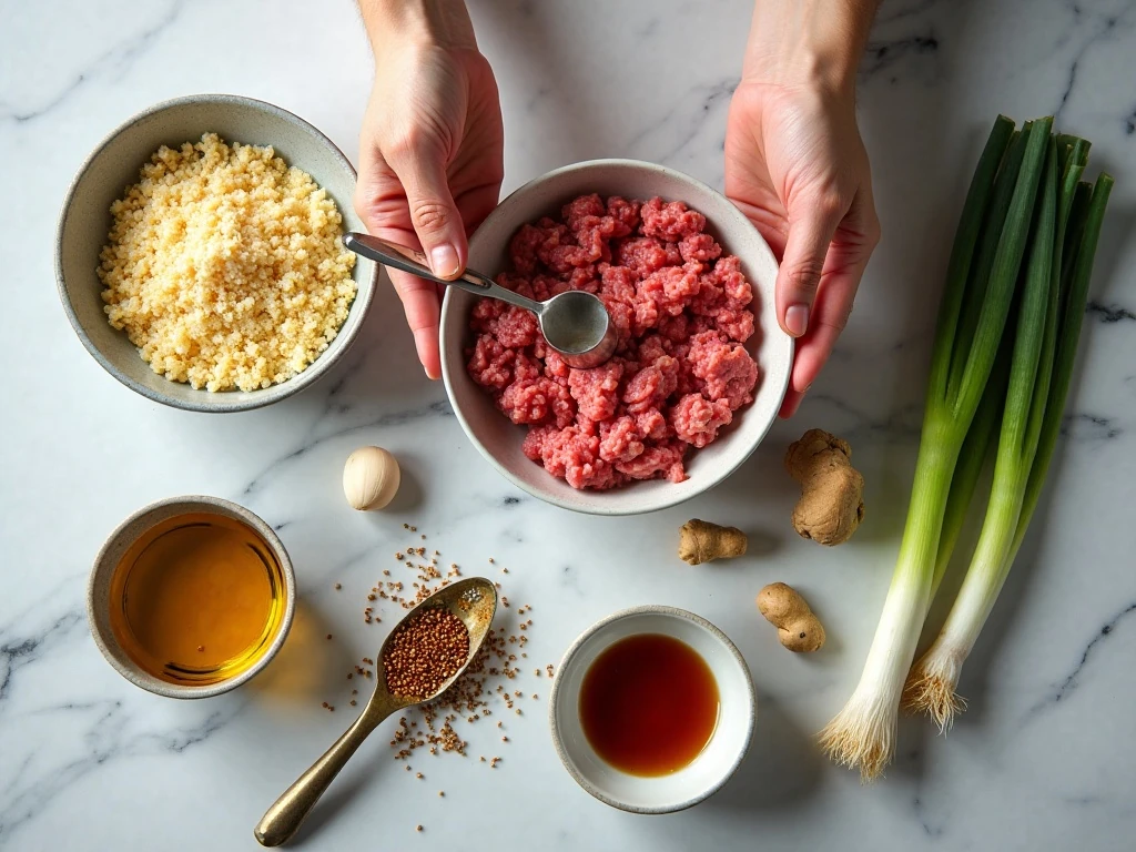 Ingredients for Mongolian meatballs and sweet-savory glaze