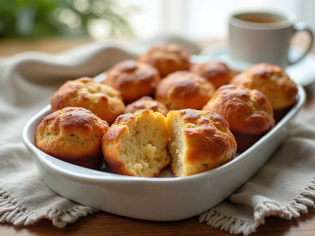 Warm cinnamon sugar monkey bread muffins arranged for breakfast