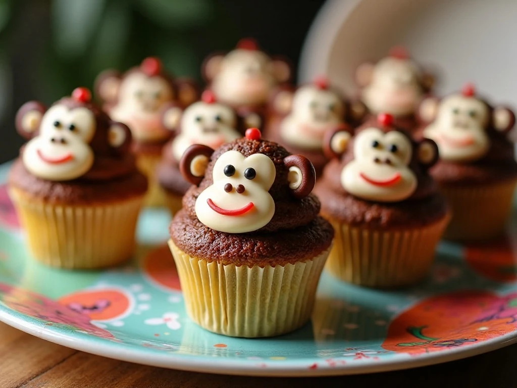 Monkey cupcakes arranged for storage and serving