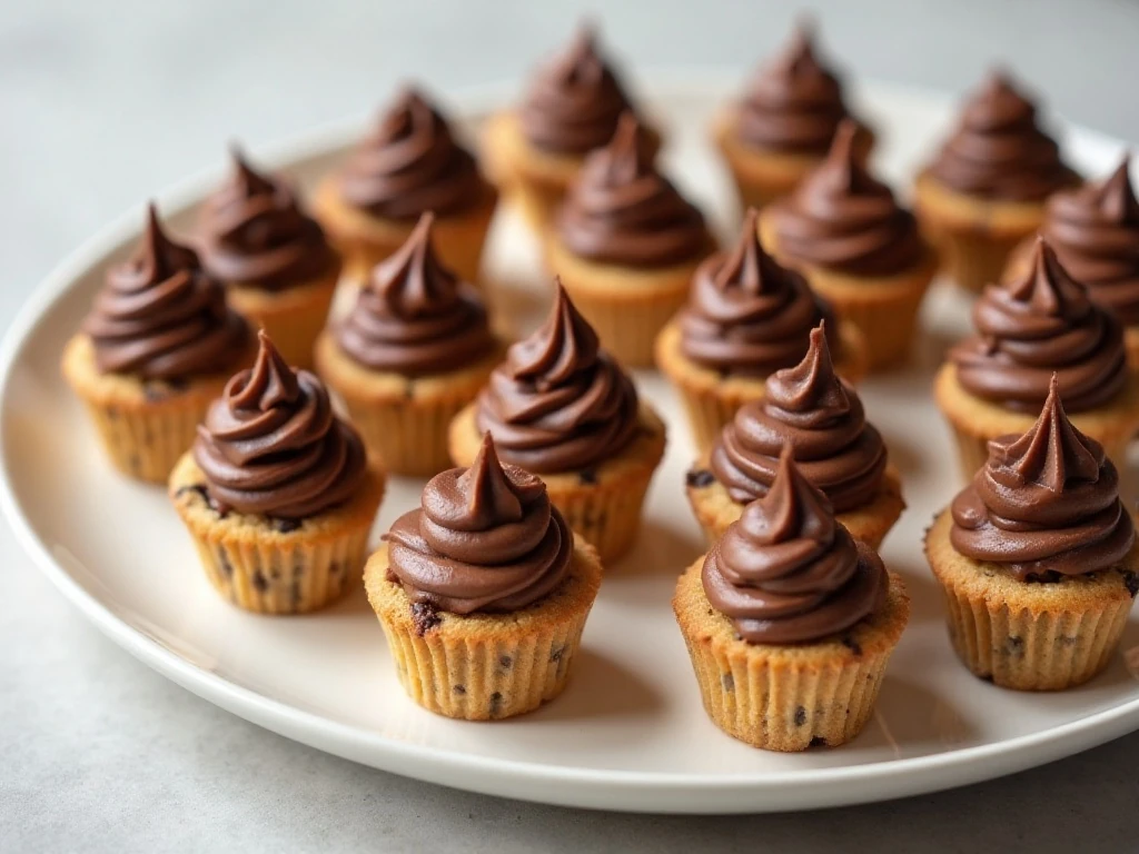 A platter of mousse-filled chocolate chip cookie cups