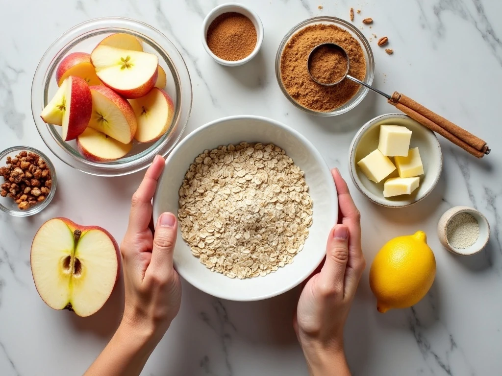 Ingredients for crunchy apple crisp