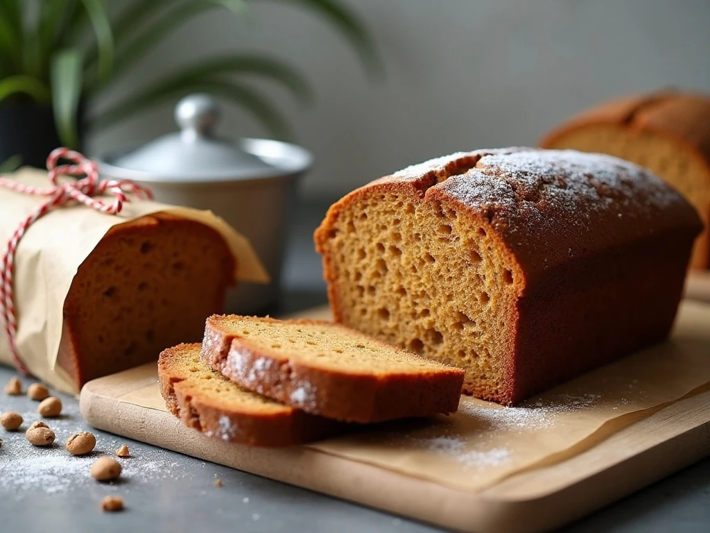 Gingerbread loaf prepared for storage and serving