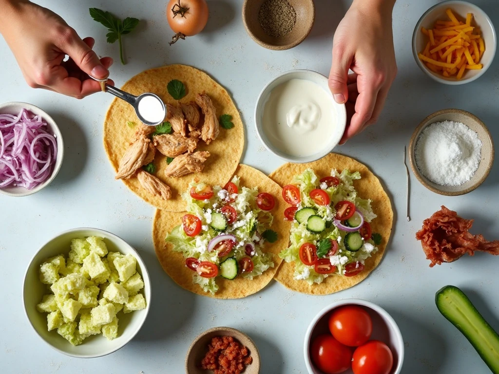 Ingredients for chicken ranch Weight Watchers wraps