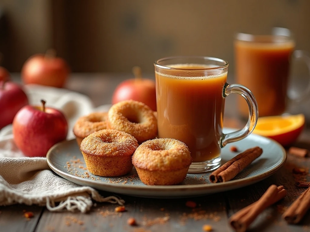 Mulled apple cider served with autumn desserts
