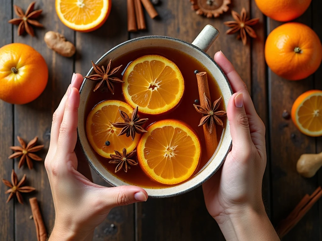 Ingredients for warm mulled spiced apple cider