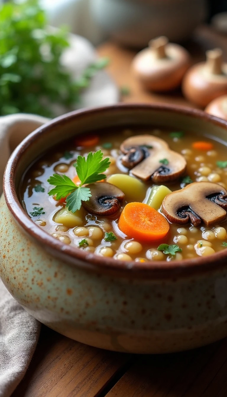 Hearty Mushroom Barley Soup Recipe