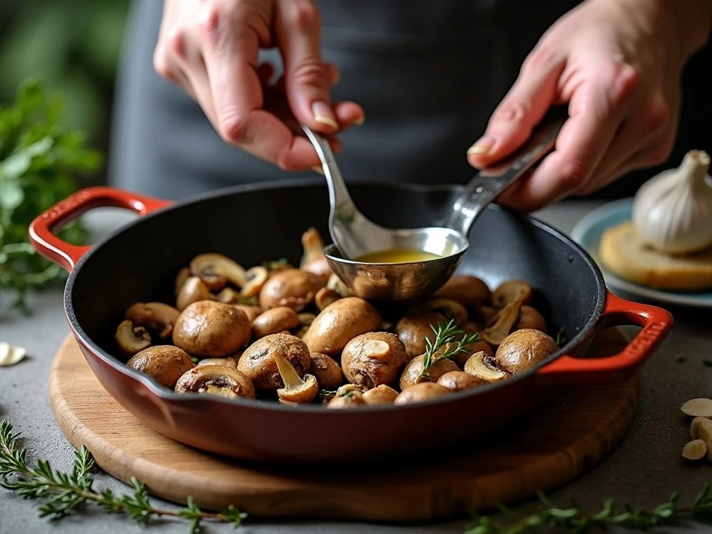 Browned mushrooms for deep soup flavor