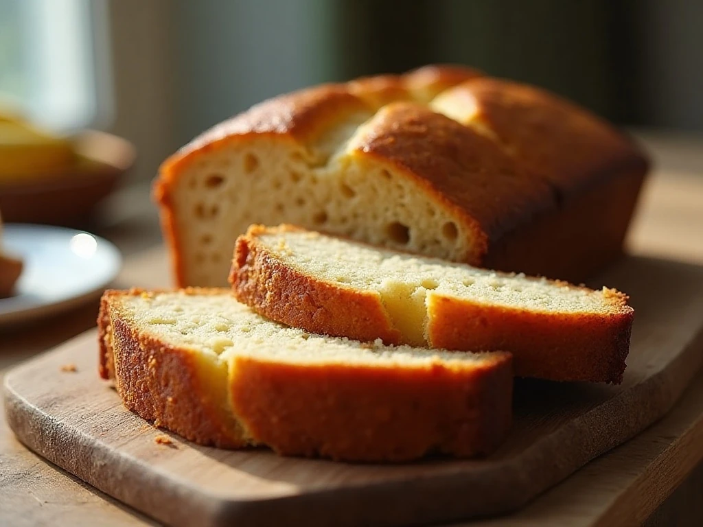 Moist homemade banana bread loaf with slices showing the tender crumb