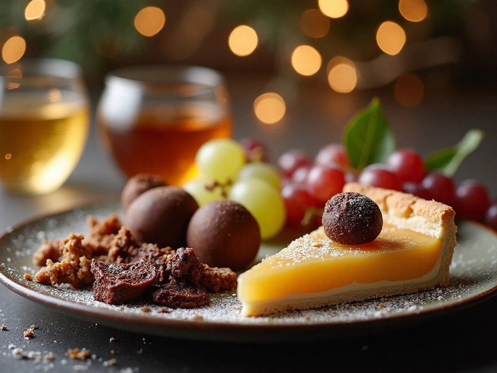 New Year's Eve snack board with a festive dessert pairing