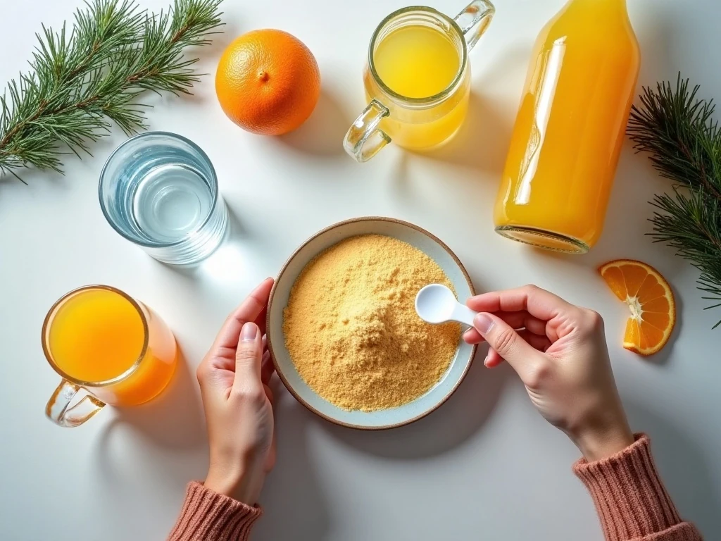 Ingredients for Newfoundland Christmas slush laid out on a holiday counter