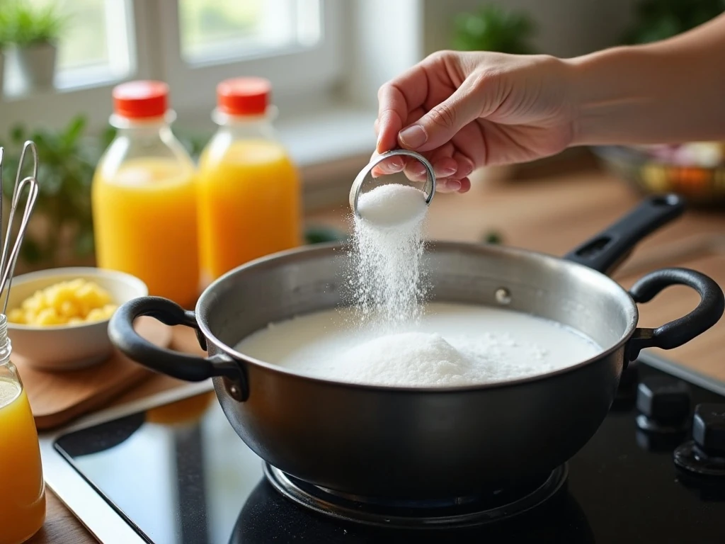 Preparing the sugar syrup for homemade Christmas slush