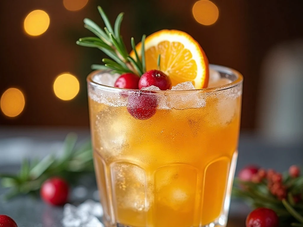 Close-up of sparkling Newfoundland Christmas slush with festive garnish