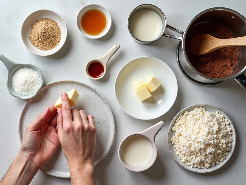 Ingredients for Newfoundland snowballs arranged on a kitchen counter