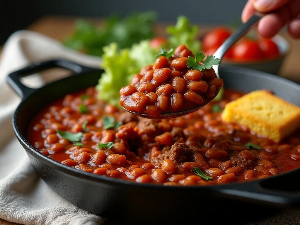 Finished newlywed beef and bean skillet dinner