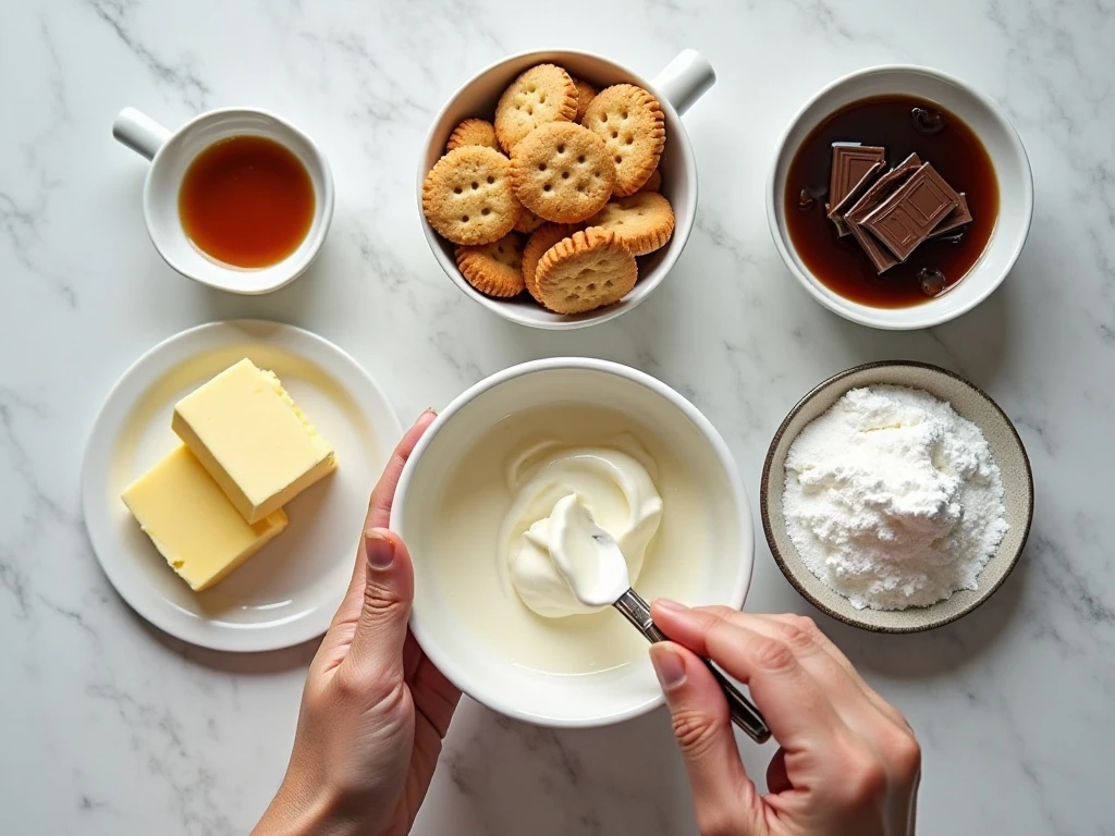 Ingredients for an easy no-bake Baileys cheesecake