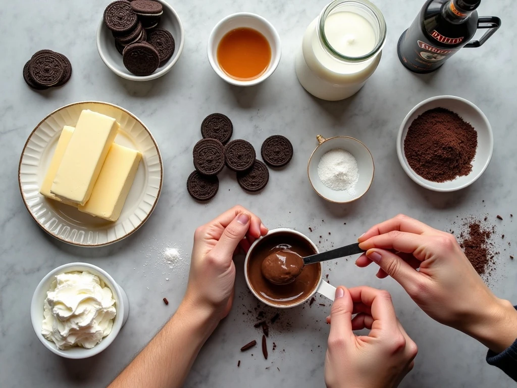 Ingredients for no-bake Baileys Irish Cream pudding parfaits