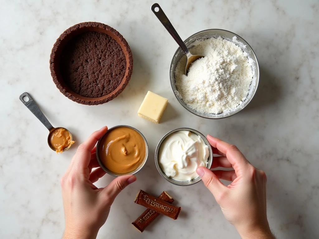 Ingredients for an easy no-bake Butterfinger cream pie
