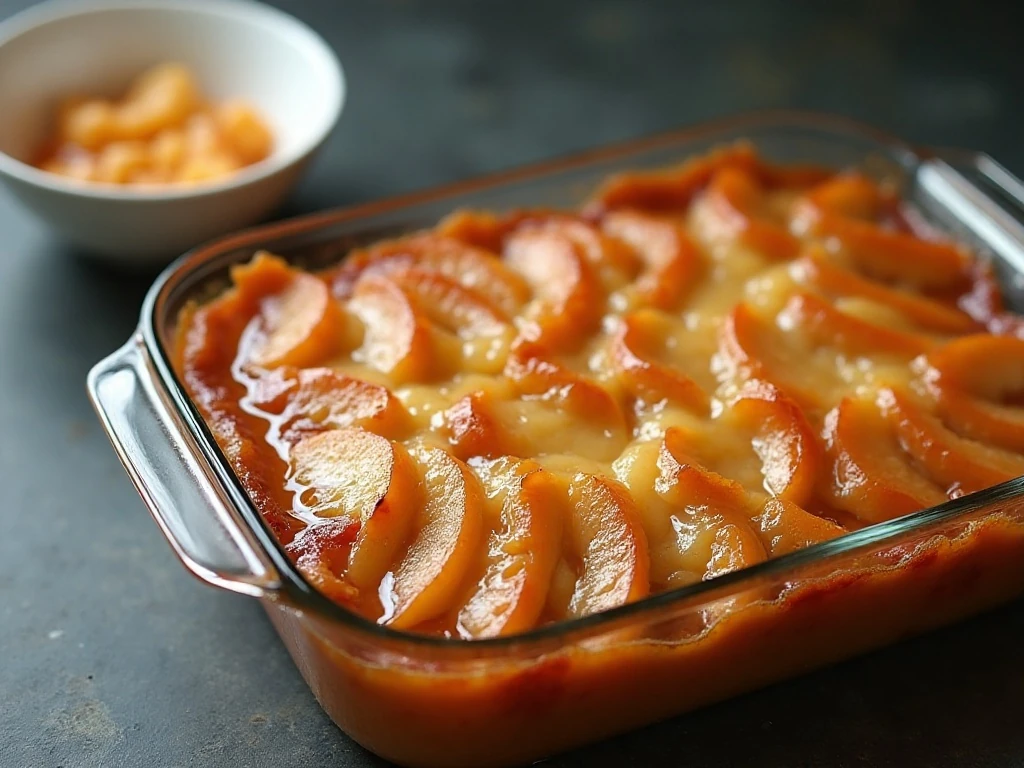 Make-ahead caramel apple lush stored for serving