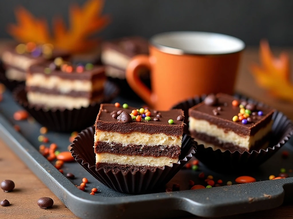 Sliced chocolate Halloween bars ready to serve