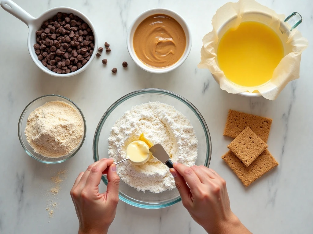 Ingredients for no-bake chocolate peanut butter cup bars