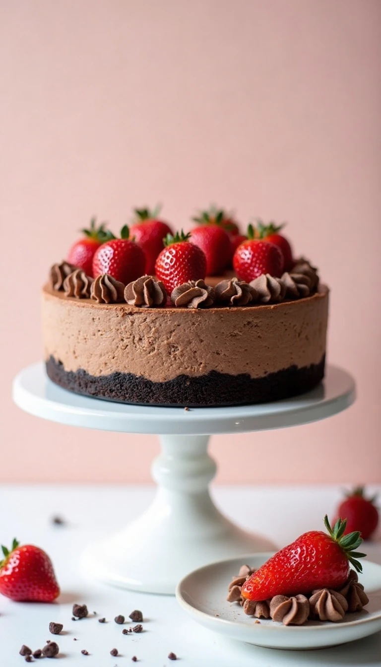 No-Bake Chocolate Strawberry Cheesecake Recipe That Delights