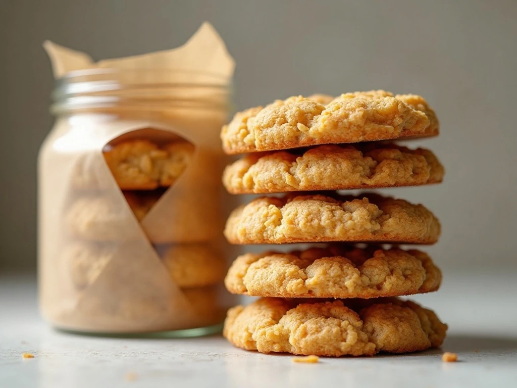 Set cornflake cookies stored with parchment paper between layers