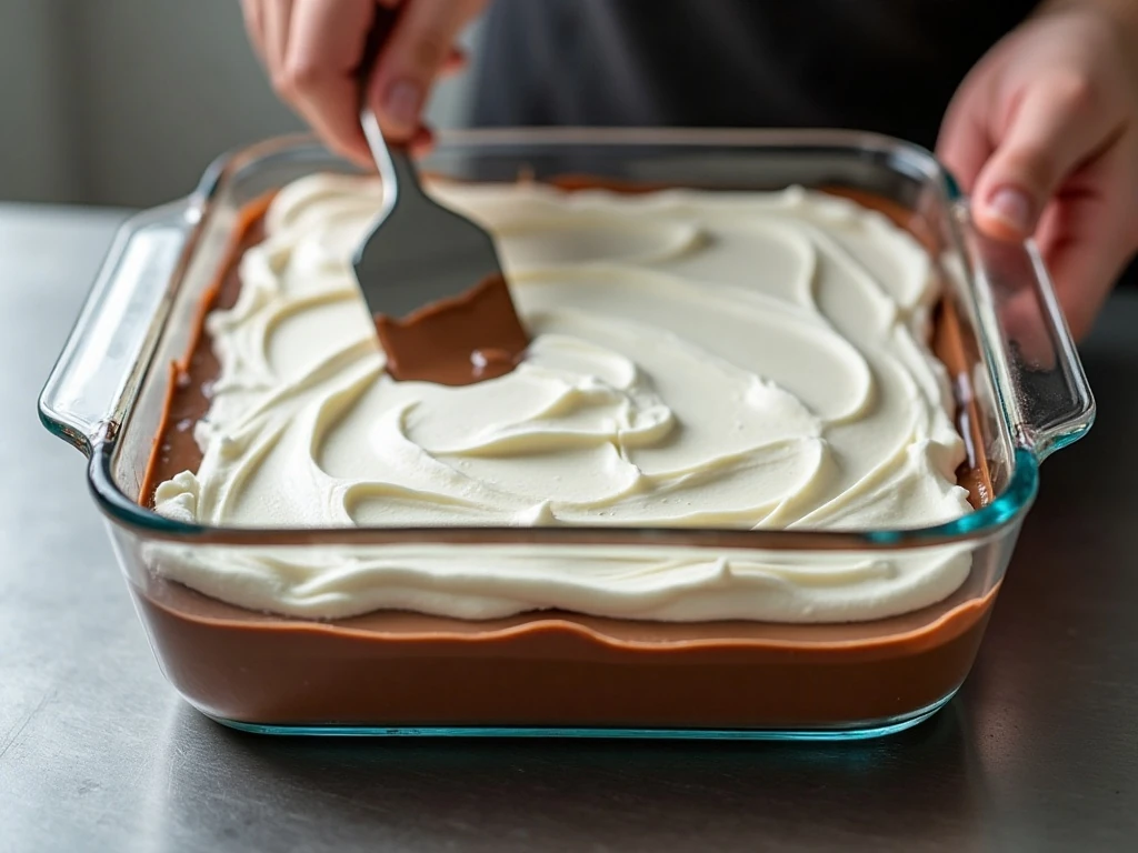 Smooth even layers in a no-bake chocolate dessert