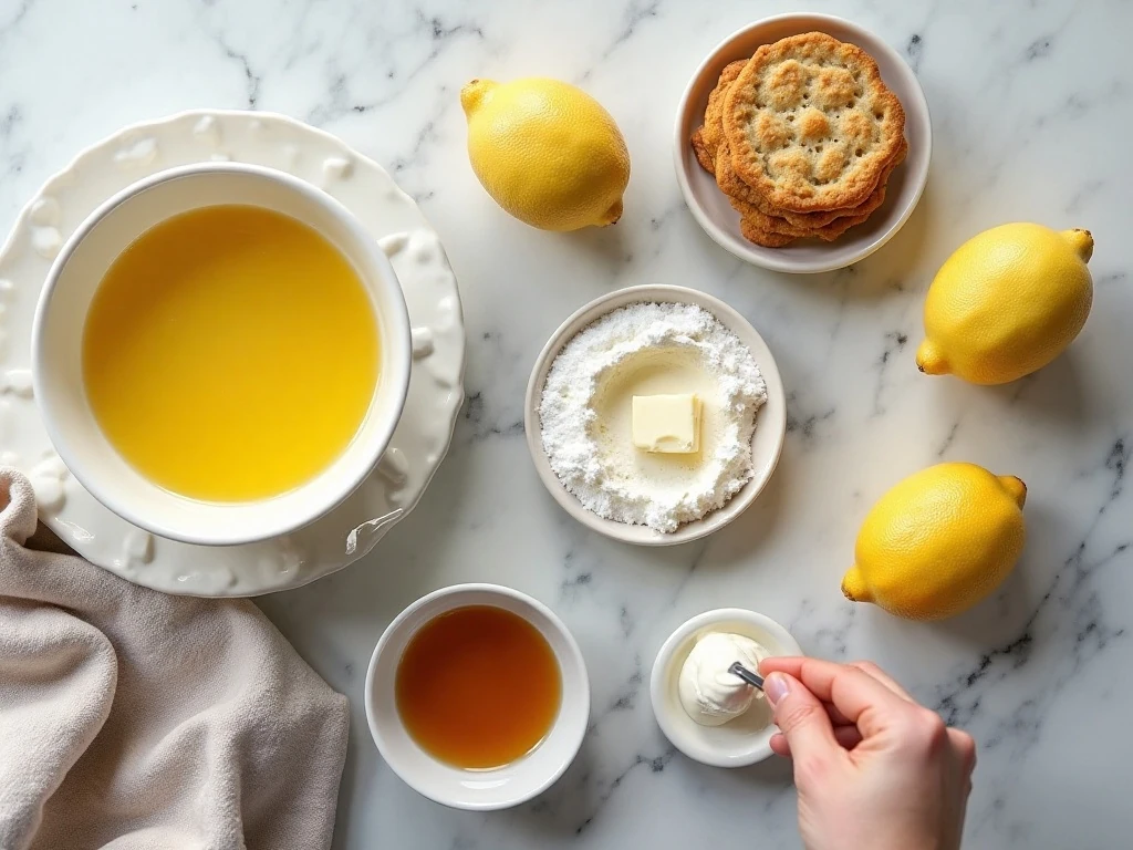 Ingredients for easy no-bake lemon cheesecake
