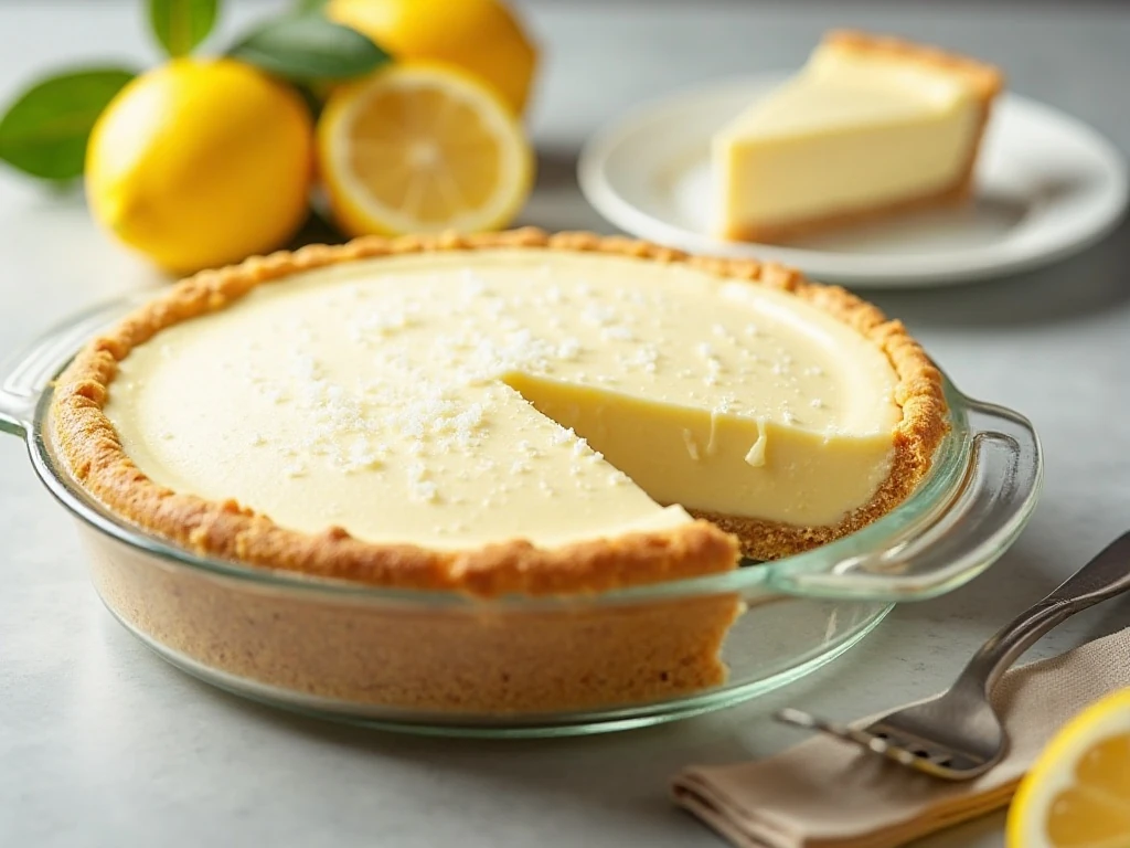 Covered no-bake lemon pie ready for chilling