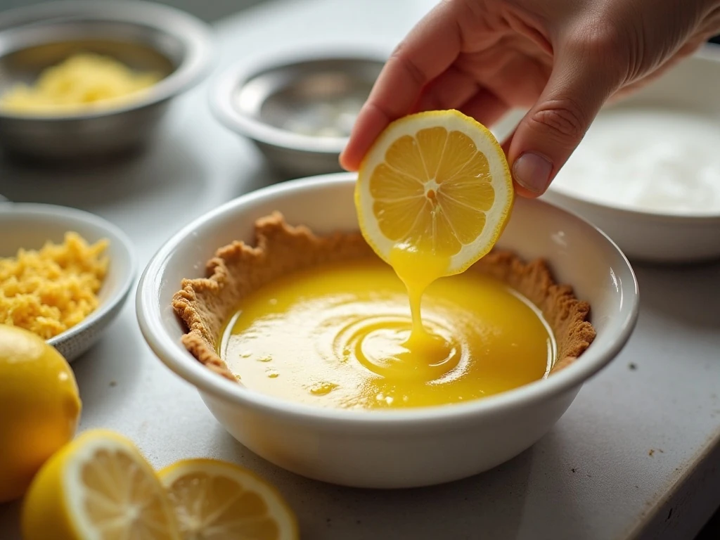 Fresh lemon juice and zest prepared for pie filling